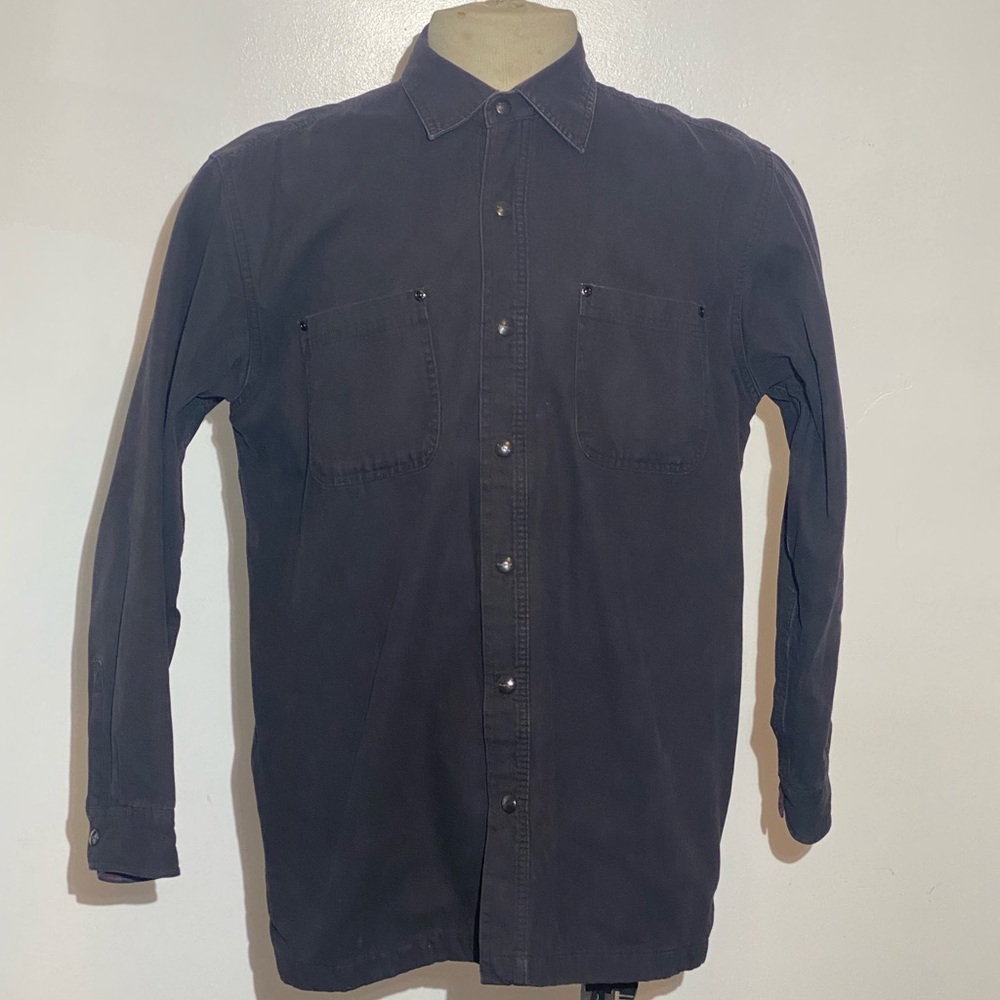 Cotton button up flannel shirt jacket large